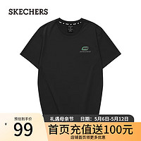 SKECHERS 斯凱奇 T恤男女款夏季短袖簡約透氣百搭情侶運動上衣