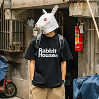 百亿补贴：RABBIT HOUSE RabbitHouse夏季短袖男T恤圆领潮流印花纯色纯棉休闲宽松情侣半袖