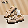 Walker Shop 奥卡索 一脚蹬蜗牛鞋2022春款舒适妈妈鞋软底百搭豆豆鞋C211001米白色37码