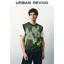 URBAN REVIVO UR2024夏季新款男装时尚百搭撞色提花圆领针织背心UMF940021