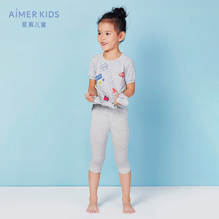 Aimer kids爱慕儿童舒适打底裤七分打底裤AK182P31 黑色 160