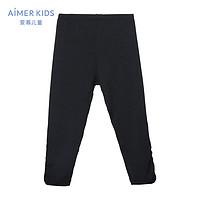 Aimer kids爱慕儿童舒适打底裤七分打底裤AK182P31 黑色 160