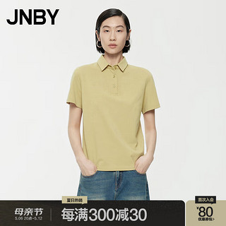 江南布衣（JNBY）24夏polo衫T恤女短袖极简直筒休闲通勤5X4110030 789/灰菊黄 S