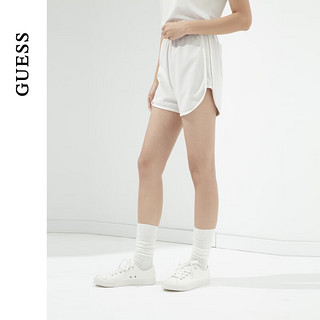 GUESS24年新款夏季女士撞色罗纹印花简约运动短裤-W4PD1SK2Q40 G9C2-