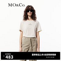 MO&Co.2024夏凉感海豚印花宽松圆领短袖棉质T恤MBD2TEET02 米白色 L/170
