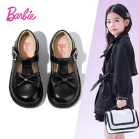 芭比童鞋女童皮鞋春秋软底演出公主鞋黑皮鞋DA6266 黑色 35码 