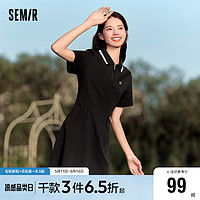 Semir 森马 连衣裙女修身收腰短裙时尚夏季潮流女士撞色polo裙休闲复古风