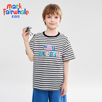 马克华菲2024男女童纯棉短袖儿童宽松半袖洋气宝宝上衣T恤JZ 黑色 130cm