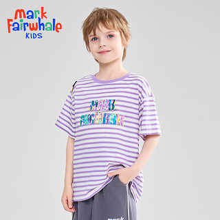 马克华菲2024男女童纯棉短袖儿童宽松半袖洋气宝宝上衣T恤JZ 紫色 120cm