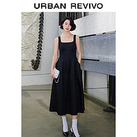 UR2024夏季女装法式圆领中长款无袖连衣裙UWG740087 正黑 XL