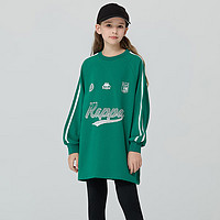 Kappa Kids卡帕童装中大童春季卫衣裙女款时尚舒适百搭长袖上衣 墨绿色 150