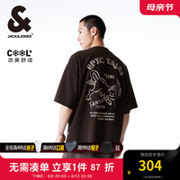 杰克·琼斯(JACK&JONES)夏季新款男休闲宽松短袖T恤舒适潮流山海经刺绣胶印男224201066