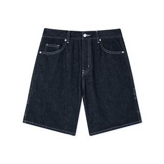 GXG奥莱 自我疗愈系列浅蓝色直筒牛仔短裤 22年夏季 黑色休闲短裤-GD1220424C 165/S