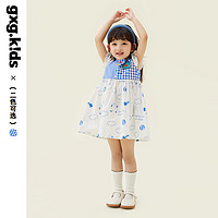 gxg.kids女小童连衣裙夏季款泡泡袖韩版洋气女童短袖儿童裙子 蓝色 120cm