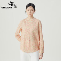 哥弟【GD】新中式小立领纯棉半门襟套头长袖衬衫上衣女1300978 小碎花 S (2码)