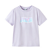 彪马（PUMA）儿童男女童夏季短袖T恤休闲圆领印花吸湿速干柔软舒适上衣 粉紫70001 150cm