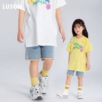 LUSON陈大猪女童牛仔裤夏季新款儿童休闲百搭牛仔短裤出游 清爽蓝