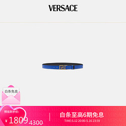 VERSACE 范思哲 男装回形纹小牛皮腰带皮带蓝色金色105