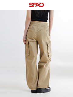 SPAO韩国同款2024年春季女士时尚棉质工装休闲裤SPTCE23G91 米黄色 160/68A