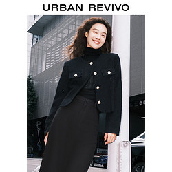 URBAN REVIVO UR2024春季新款女法式亮丝金属扣休闲外套UWG840001