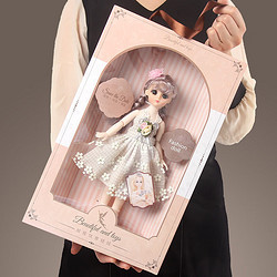 女童新年礼物小朋友礼品女孩洋娃娃儿童玩具礼盒套装公主洋娃娃 （41cm手提礼盒）白-30cm娃娃