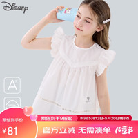 迪士尼女童衬衫夏装儿童白衬衣纯棉大童短袖上衣童装 X84215