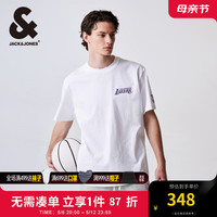 杰克·琼斯（JACK&JONES）春夏男士NBA联名个性字母时尚潮流刺绣短袖T恤男装224201235 A06 本白色 常规 A06 本白色 XS