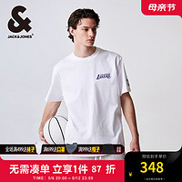 杰克·琼斯（JACK&JONES）春夏男士NBA联名个性字母时尚潮流刺绣短袖T恤男装224201235 A06 本白色 常规 A06 本白色 XS