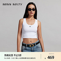 MISS SIXTY2024夏季无袖T恤女撞色印花休闲修身上衣外穿内搭 漂白 XS