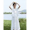 ZIQIAO 自巧 小个子清冷感白色系衬衫半身裙套装女2024夏装新款法式两件套 雅白色半裙 1