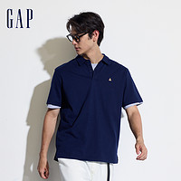 Gap 盖璞 男装2024夏季新款棉质小熊logo短袖polo衫简约纯色上衣466791