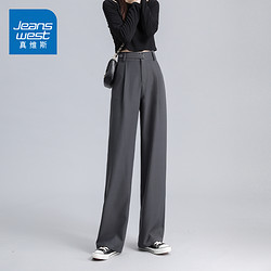 JEANSWEST 真维斯 KZ真维斯冰丝通勤西裤垂感休闲裤子女直筒宽松2024新款夏季超薄款