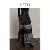 HECO【祥云游龙】新中式国风黑色马面裙2024秋季中长款半身裙