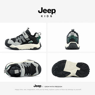 Jeep儿童鞋子2024童鞋春款透气跑步鞋女童春秋男童轻便运动鞋 黑色 27码 鞋内长约17.2cm