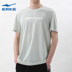 erke鸿星尔克短袖t恤男夏季新款圆领透气白色学生运动休闲百搭轻便