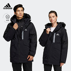 adidas 阿迪達斯 輕運動男女情侶戶外休閑600蓬保暖人造毛皮羽絨服