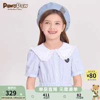 PawinPaw卡通小熊童装24年春夏季新款女童短袖翻领衬衫 Blue蓝色/50 1