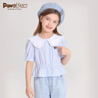 PawinPaw卡通小熊童装24年春夏季新款女童短袖翻领衬衫 Blue蓝色/50 1
