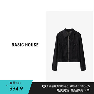 百家好（Basic House）莱赛尔牛仔短外套复古设计感宽松显瘦上衣B0633B5Y162 黑色 M105-115斤