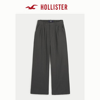 HOLLISTER24夏季高腰宽松休闲亚麻混纺阔腿裤 女 KI356-4024 深灰色 XS (160/64A)标准版