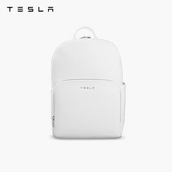 TESLA 特斯拉 Mega 雙肩包存儲空間大功能多樣人造皮革電腦包 白色