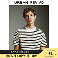 UR2024夏季男装经典撞色条纹舒适棉质圆领短袖T恤UMU440024 浅黄条纹 XL