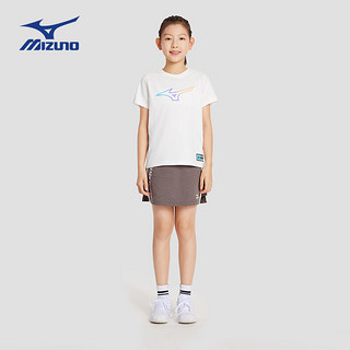 美津浓（MIZUNO）儿童短袖T恤2024夏季透气舒适女中大童百搭休闲 白色 165cm