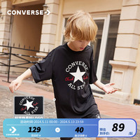 Converse匡威儿童装男童短袖t恤2024夏季男孩中大童上衣半袖夏款T恤 正黑色 140/68