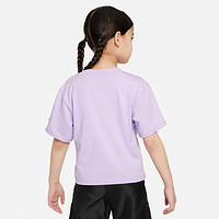 耐克（NIKE）女童幼童T恤春季针织休闲舒适勾勾HF2221 505淡紫罗兰色 M