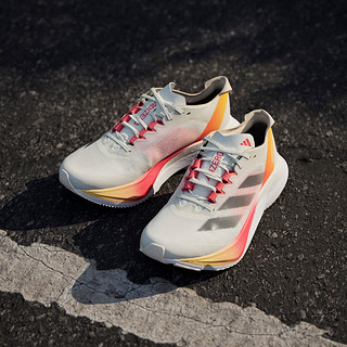 adidas 阿迪达斯 Adizero Boston 12 马拉松女子跑步鞋 IG3325 象牙白/亮金属铁灰/红荧光 38