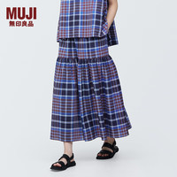 無印良品 MUJI（無印良品 ）女式 马德拉斯格纹 宽摆裙 BE1R2A4S M