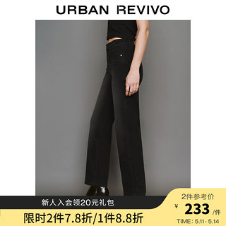 URBAN REVIVO UR2024春季女装经典百搭修身牛仔裤UWG840015 正黑 25