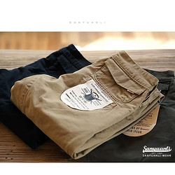 萨拉途 美式重磅阿美咔叽纯棉复古工装裤