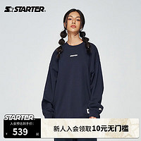STARTER 圆领卫衣男女同款秋季美式复古宽松休闲外衣 藏青色 S